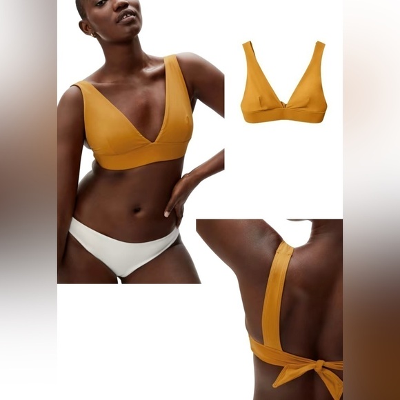 Everlane The Triangle Bikini Top in Marigold NWT SOLD OUT ONLINE - Picture 1 of 11